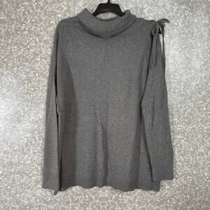 Halogen Women's Gray Tie Shoulder Turtleneck Tunic Sweater - Size XL - Cozycore